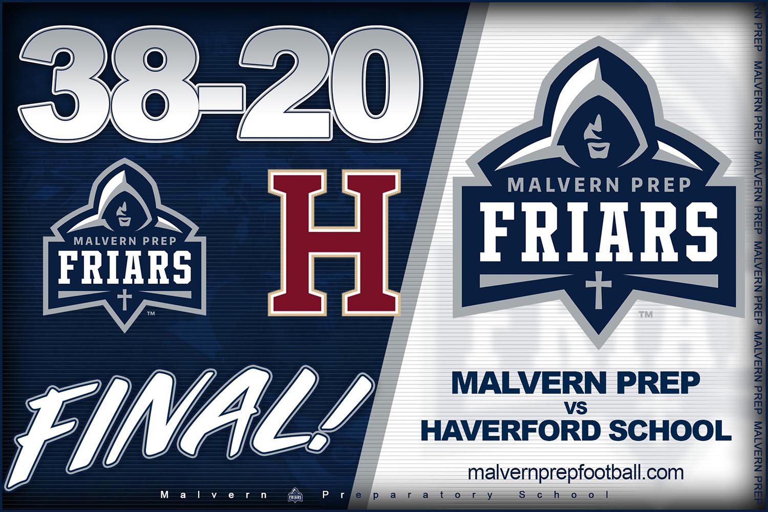Malvern Prep (PA) Football Team. Home to the Friars 2018 Schedule