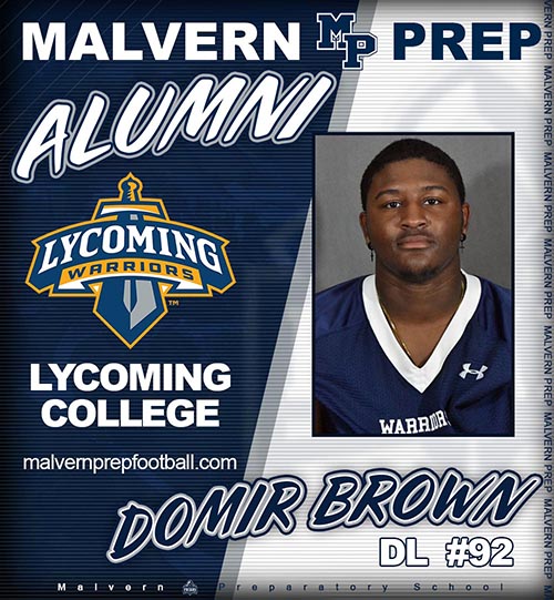 Malvern Prep Friars Alum Domir Brown playing for Lycoming College