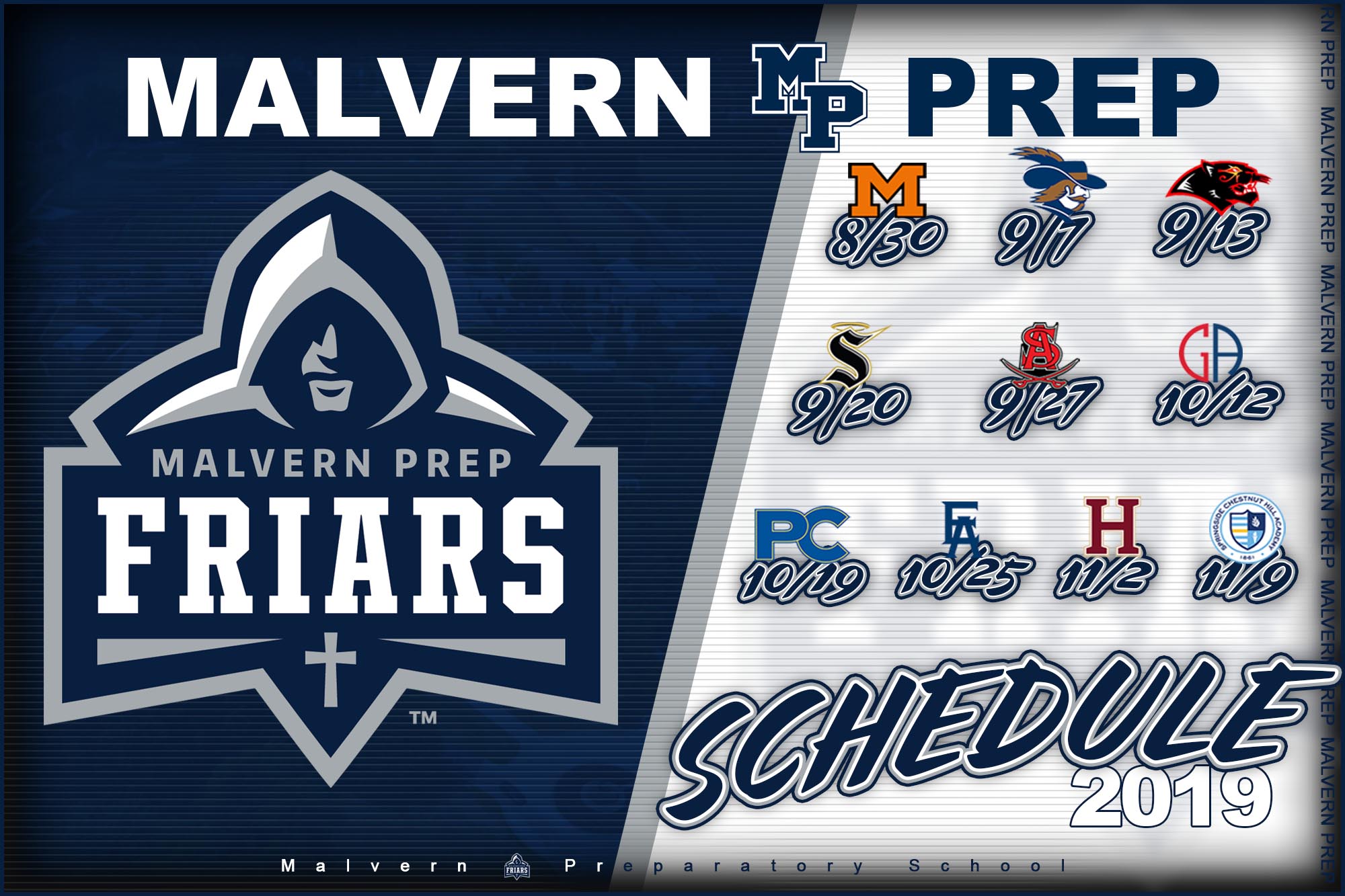 Malvern Prep (PA) Football Team. Home to the Friars 2019 Schedule