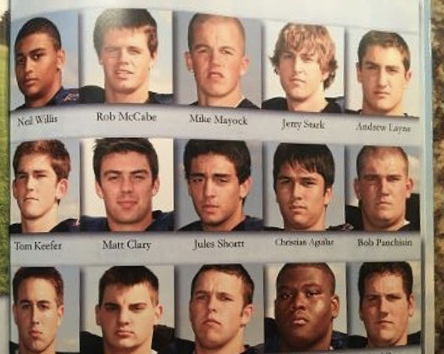 Seniors CJ Mooney, Billy Conners, James Connelly, Joe Price were shown above in the Captain’s pic. These were the remaining 15 seniors with their “mug shots”