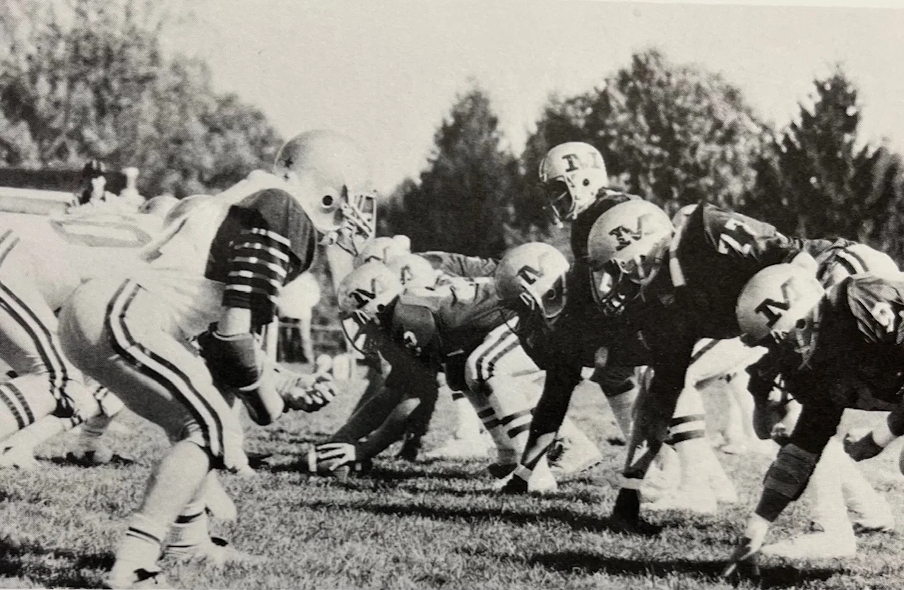 1983 Malvern Prep offense set and ready for the play