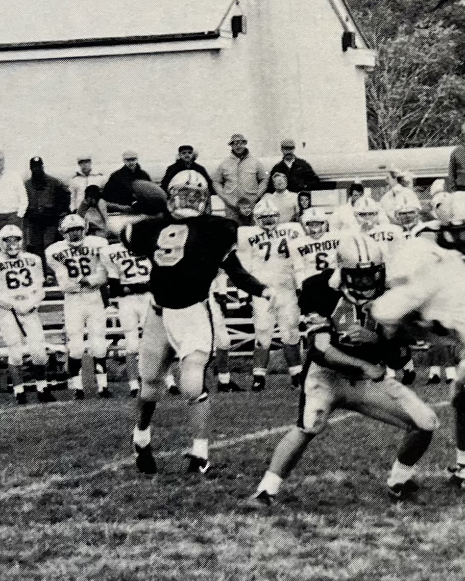 Malvern Prep QB throwing the ball with the Line giving protection